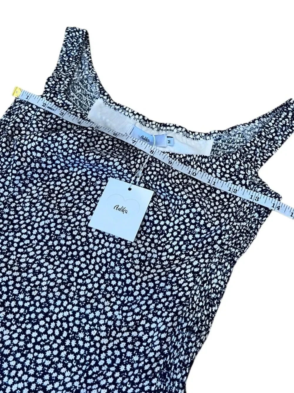 Adika Floral Stretch Mini Dress Blue White Floral Size Medium